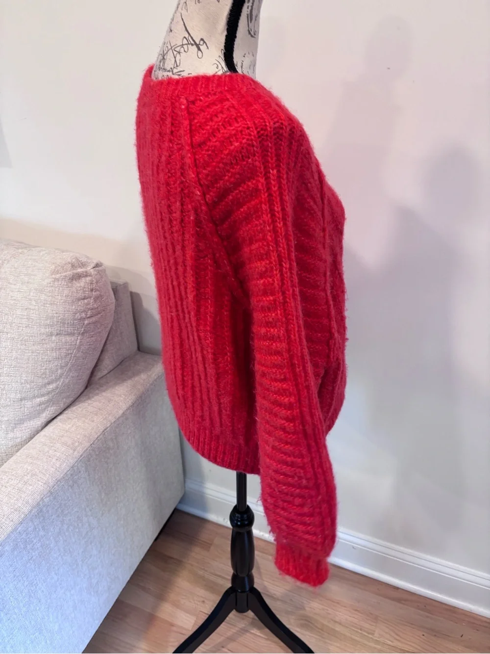 FREE PEOPLE Carter Pullover Sweater In Red Hot size small